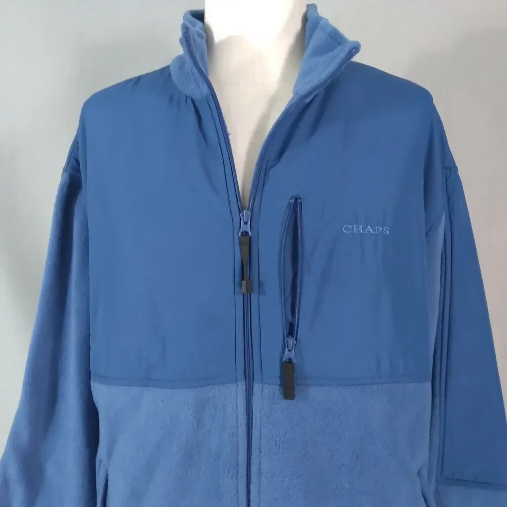Chaps Ralph Lauren‎ Fleece Jacket Mens 2XL Blue Full Zip Outdoor